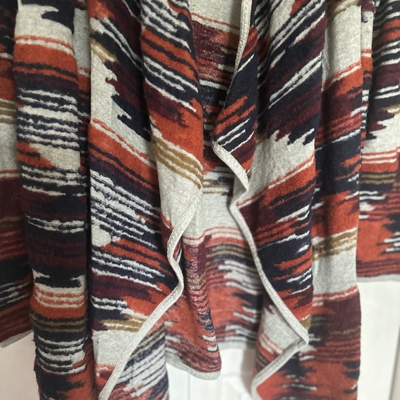 Lucky Brand Aztec Cardigan sweater waterfall style open front size L - Picture 4 of 15